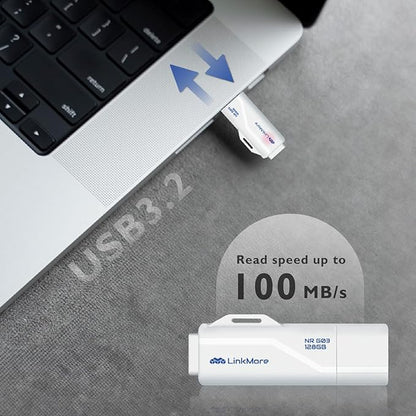LinkMore NR G03 128GB USB 3.2 Gen2 Flash Drive, Read Speed up to 100MB/s
