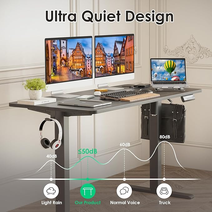 STARY Electric Standing Desk Adjustable Height Sit Stand Home Office Desk with Splice Board