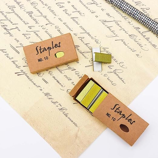 NatSumeBasics 4000 Yellow Gold Staples - #10 Small Colored Staples for Mini Stapler, 6000 Tiny Staple Smaller Than Standard Staple (Yellow Gold)