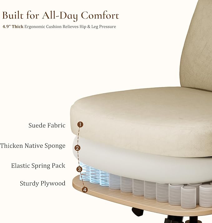 EUREKA ERGONOMIC Home Office Desk Chairs, Ergonomic Computer Chair with High Back, Executive Office Chair with Lumbar Support, Spring Cushion Seat, Mid-Century Modern, Off-White