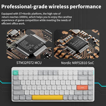 nuphy Air75 V2 Portable 75% Mechanical Keyboard,Wireless Keyboard,Supports Bluetooth/2.4G/USB-C RGB Bluetooth Keyboards,Compatible with Windows/Mac OS/Linux Systems White-Gateron Blue Switch