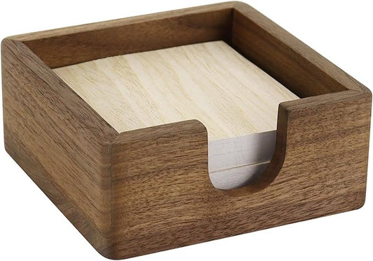 Buqoo North American Walnut Wood Sticky Note Holder, 4 x4 in Self Stick Note Pad Holder, Post It Note Dispenser Desk Organizer Suitable for Home, Corporate Executives Office Desk Accessories