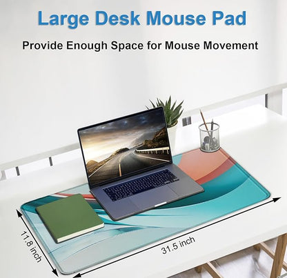 Extra Large Gaming Mouse Pad 31.5 x 11.8 in, Waterproof Mousepad with Stitched Edges, Premium Microfiber Cloth Surface, Non-Slip Base Keyboard Desk Mat for Home Office Gaming, Desktop Blue Red