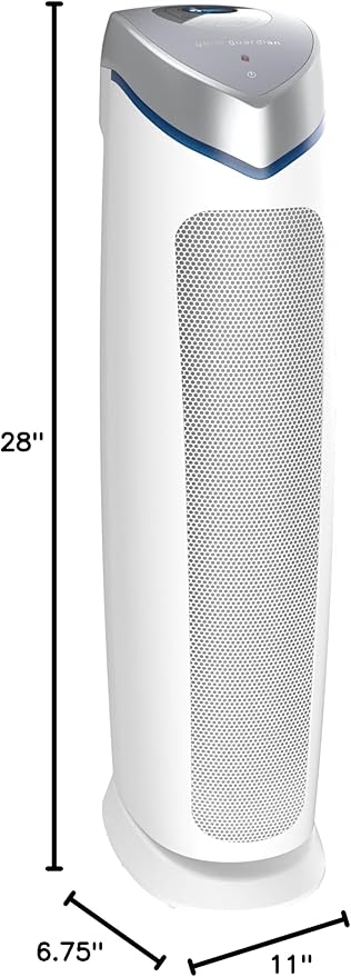 GermGuardian Air Purifier with Genuine HEPA 13 Pet Pure Filter, Removes 99.97% of Pollutants, Covers Large Rooms up to 915 Sq. ft. in 1 Hour, UV-C Light Helps Reduce Germs, 28", White, AC5250WPT