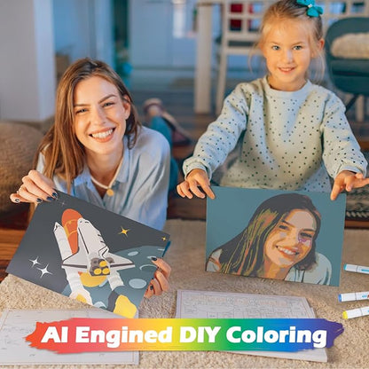 Digichroma Coloring Book for Kids Ages 6-12 |AI Art Tool & Heat-Erasable Coloring Sheet with Portfolio, Poem & Solar System Stickers, Art Supplies, Christmas Birthday Gift for Boys Girls Teens