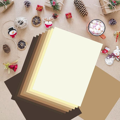 OcePor 80 Sheets Brown Cardstock Paper, Colored Printer Paper 8.5 x 11, Thick Construction for Cards Making, Scrapbook，Office Printing, Invitations, Certificates，DIY Crafting 92 lb/250gsm
