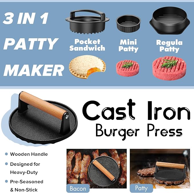31PCS Griddle Accessories Kit for Blackstone, Flat Top Hibachi Grill Spatula Set with 2 Melting Domes, Burger Press, Patty Maker and Apron, Professional Teppanyaki Tools Gifts for Outdoor BBQ