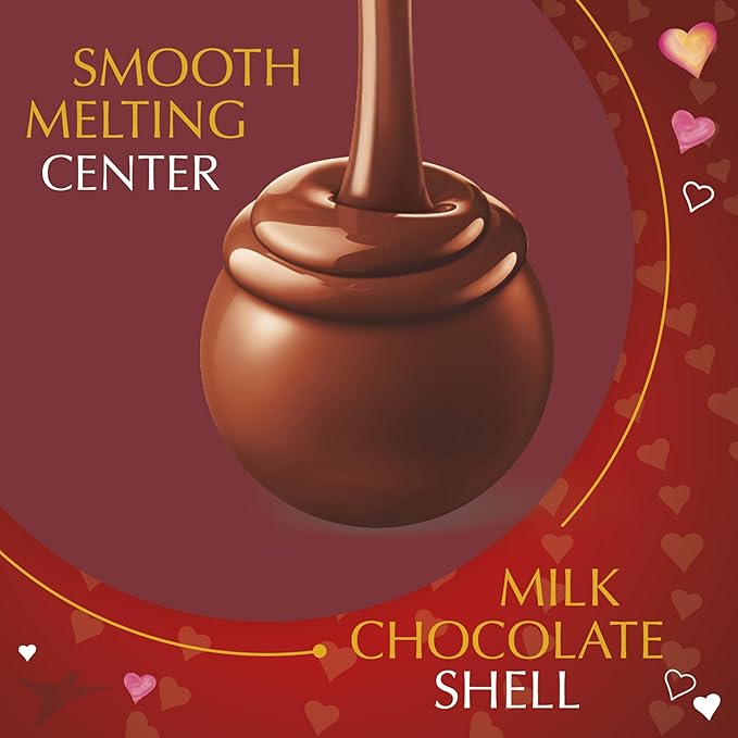 Lindt LINDOR Valentine's Milk Chocolate Candy Truffles Friend Heart, Milk Chocolate Candy with Milk Truffle Filling, 3 oz.