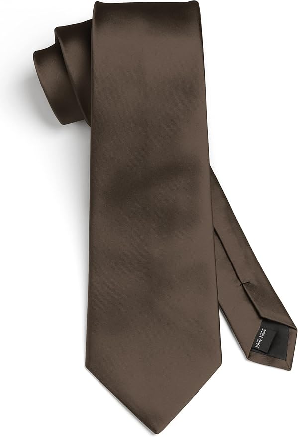 HISDERN Mens Solid Color Ties Formal Satin Necktie and Pocket Square Set Classic Wedding Business Tie & Handkerchief