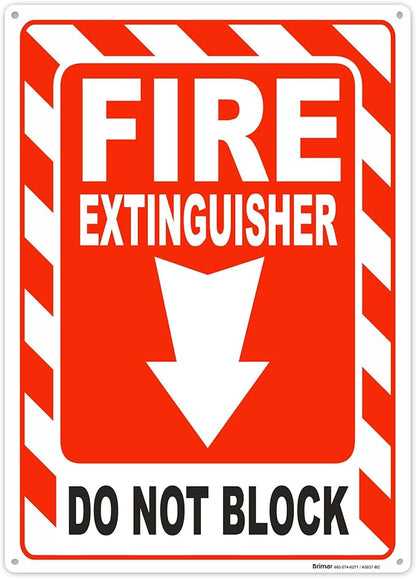 Brimar - 10 x 14" - Fire Extinguisher Do Not Block Sign - Polyethylene Plastic - Fire Safety Sign - Easy Installation