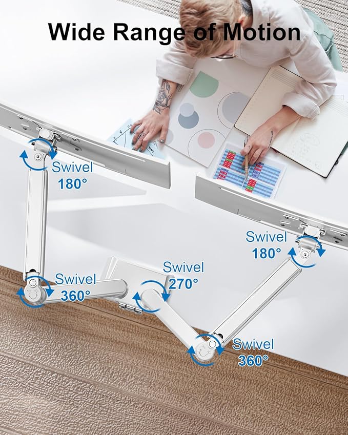 Dual Monitor Mount Fits 17 to 32 Inch Computer Screen, Dual Monitor Arm Hold 4.4-19.8lbs Each, Full Motion Monitor Desk Mounts for 2 Monitors, Gas Spring Monitor Stand, VESA Mount, Freelift