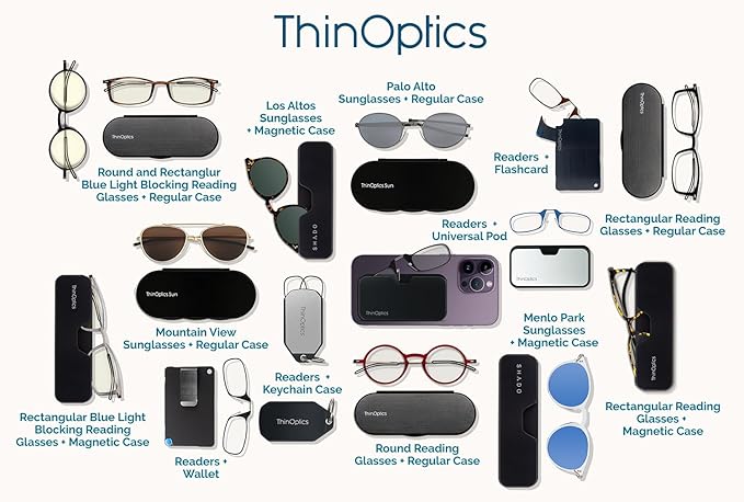 ThinOptics Keychain Case and Readers Rectangular Reading Glasses