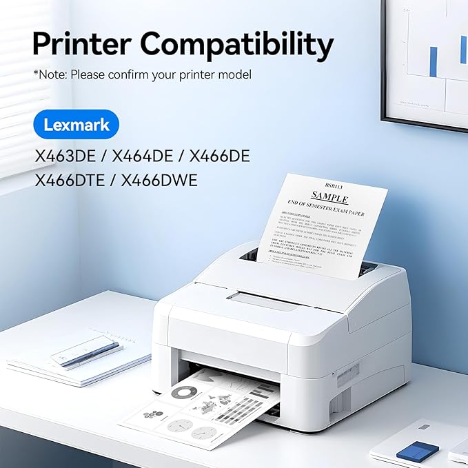 X463X11G Black Toner Cartridge with Chip High Yield 1-Pack Replacement for Lexmark X463X11G Toner Compatible with Lexmark X463DE X464DE X466DE X466DTE X466DWE Laser Printer Ink All-in-One Copier