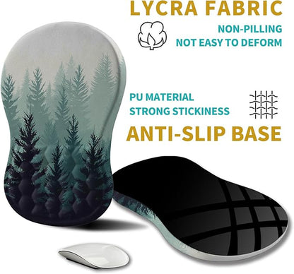 Hokafenle Ergonomic Mouse Pad Wrist Support, Wrist Rest Mousepad for Carpal Tunnel Pain Relief with Integrated Memory Foam Slope Massage Bulge (11.8x7.9 inch,Forest