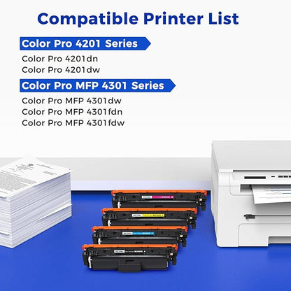 210X Toner Cartridges | Compatible Replacement for HP 210X W2100X W2101X W2102X W2103X 210A High-Yield Works with HP Color Pro 4201dw 4201dn MFP 4301dw 4301fdn 4301fdw Printer 4-Color Packs Set