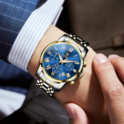 Mens Silver Watch Luxury Minimalist Dress Watch Classic Waterproof Watches for Men Analog Quartz Stainless Steel Men's Wrist Watches with Date Luminous Relojes para Hombres