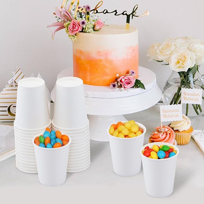 180 Count Paper Cups 8 oz, Disposable Coffee Cups Bulk, Thickened Durable Drinking Cups for Hot or Cold Beverage, Home, Office, Party, Business, Events