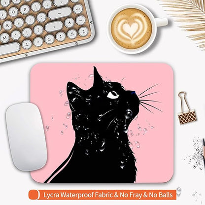Square Mouse Pad Cat,Personalized Premium-Textured Custom Mouse Mat Design,Washable Mousepad Lycra Cloth,Non-Slip Rubber Base Computer Mouse Pads for Wireless Mouse