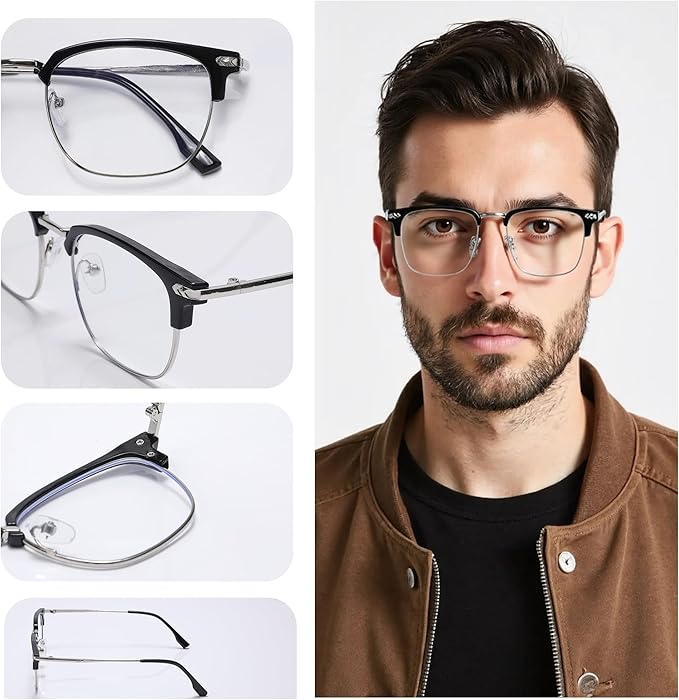 Blue Blocker Glasses for Men Metal Computer Gaming Glasses With Blue Ray Filter