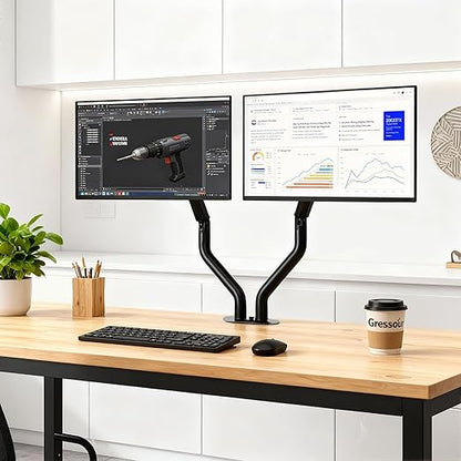 Okak Dual Monitor Stand for Desk Dual Monitor Arm Mount Computer for VESA Mounting Holes 75 and 100mm, 15 to 27 Inch Screens Stand Up to 26.4lbs, Office Desk Accessories, Two Pack
