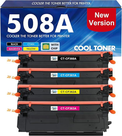 508A M553 Toner Cartridge Set 4-Pack Compatible Replacement for HP 508A 508X Toner for Enterprise M553 M552 553 MFP M577 CF360X CF361X CF362X CF363X (New Version, Black Cyan Magenta Yellow)