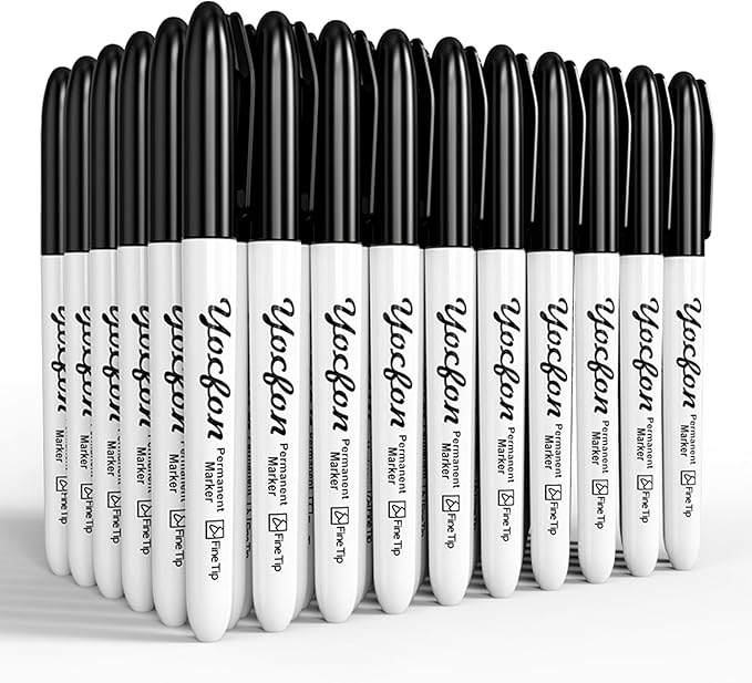 Permanent Markers, 72 Count Black Permanent Markers Set, Fine Tip, Waterproof Markers, Works On Plastic, Wood, Stone And Metal For Doodling, Marking