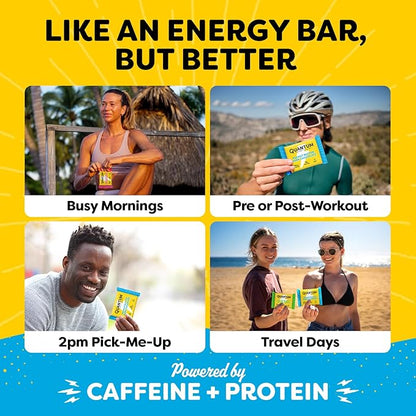 Quantum Energy Square: Energy Bar with Caffeine & 10g Protein. Delicious Healthy Snack On The Go. (Vegan, Gluten-free, Soy-free, Dairy-free) (Caffe Mocha Almond Chip)