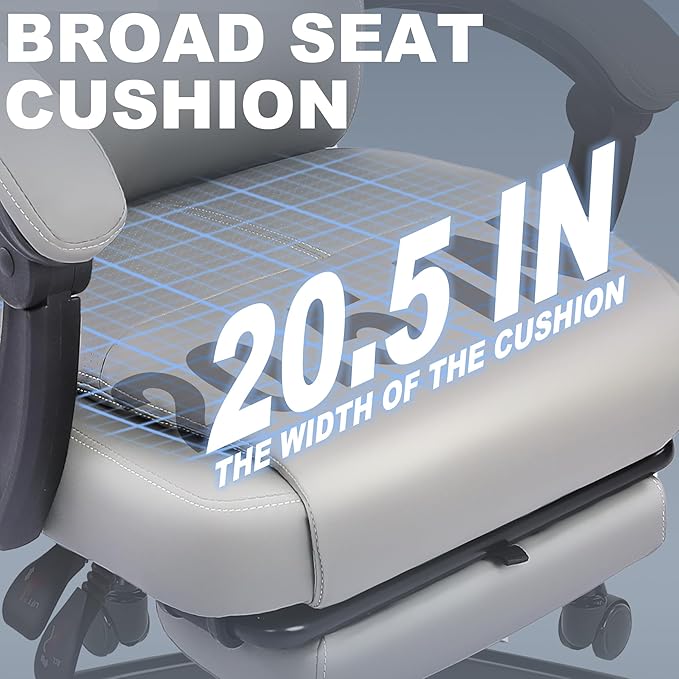 Misolant Big and Tall Office Chair with Footrest, High Back Desk Chair with Linkage Armrest, 90-155° Recline Executive Computer Chairs with Adjustable Height for Home