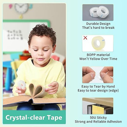 OWLKELA 24 Rolls Transparent Tape Refills, Clear Tape, All-Purpose Transparent Glossy Tape for Office, Home, School (Pack of 2)