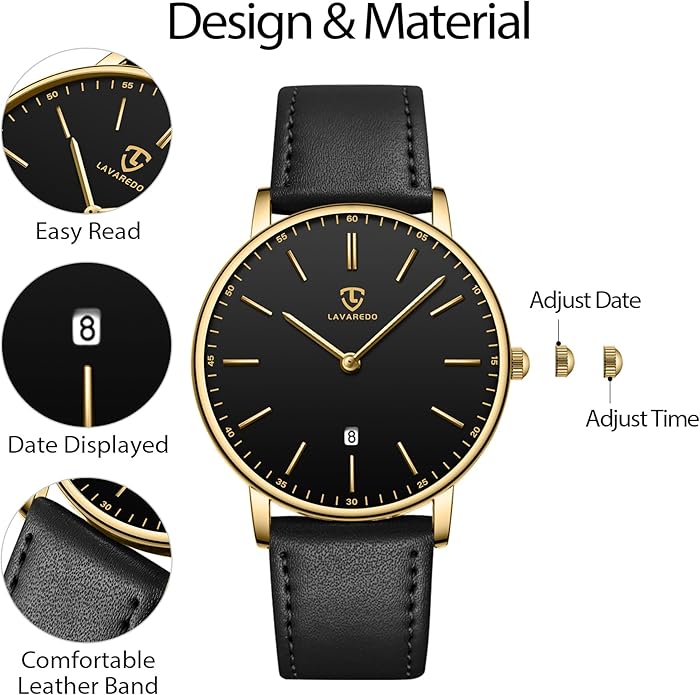 BEN NEVIS Watch, Mens Watch, Minimalist Fashion Simple Wrist Watch Analog Date with Leather Strap