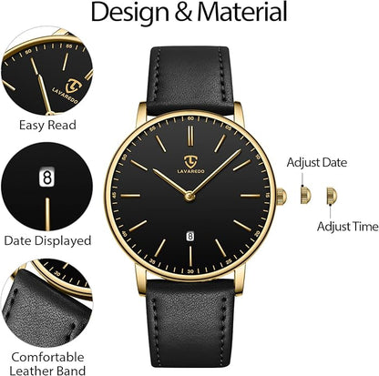 BEN NEVIS Watch, Mens Watch, Minimalist Fashion Simple Wrist Watch Analog Date with Leather Strap