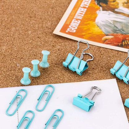 Paper Clips and Binder Clips Set, Metal Assorted Sized Binders with Push Pins, Cute Office Supplies for Desk, Desk Accessories (Green Set of 3)
