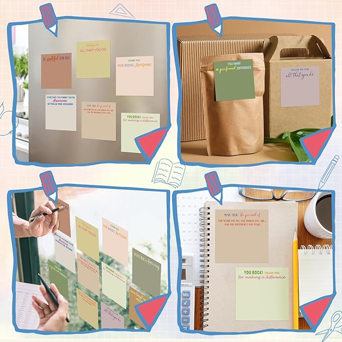 Yinder 24 Pcs Employee Appreciation Sticky Notes Xmas Gift Bulk Motivation Note Pads Mini Inspirational Note Gift for Teacher Nurse Staff Coworker Office Supply 3 x 3'' (Appreciation,Boho)