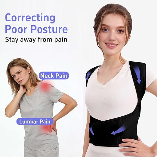 Back Brace Posture Corrector for Women And Men Support Straightener Scoliosis Upper Highest Rated Hunchback Thoracic Device Straps Upright Full Shoulder Fixer Body Poster Trainer Black X-Large