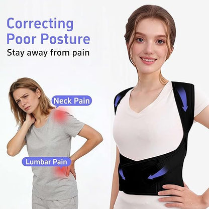 Back Brace Posture Corrector for Women And Men Support Straightener Scoliosis Upper Highest Rated Hunchback Thoracic Device Straps Upright Full Shoulder Fixer Body Poster Trainer Black X-Large