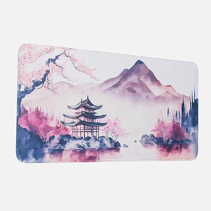 Large Mouse Pad, Japanese Desk Mat Extended Non-Slip Keyboard Mouse Pad Waterproof Office Desk Pad 23.6" x 11.8" Anime Mousepads Desktop Protector for Office and Home, Pink