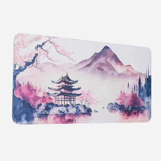 Large Mouse Pad, Japanese Desk Mat Extended Non-Slip Keyboard Mouse Pad Waterproof Office Desk Pad 23.6" x 11.8" Anime Mousepads Desktop Protector for Office and Home, Pink