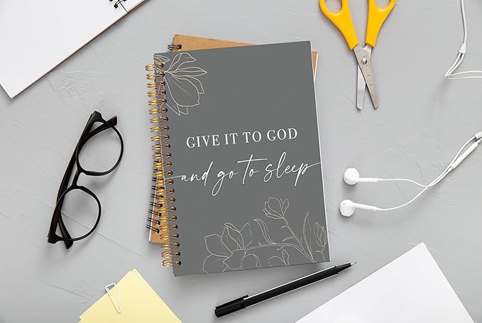 Give It To God And Go To Sleep Spiral Notebook,Bible Notebook Journal for Women Men Writing,College Ruled Spiral Notebook 5.5X8.3 Inch