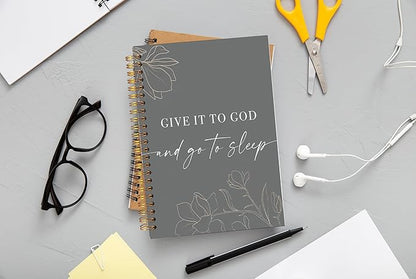 Give It To God And Go To Sleep Spiral Notebook,Bible Notebook Journal for Women Men Writing,College Ruled Spiral Notebook 5.5X8.3 Inch