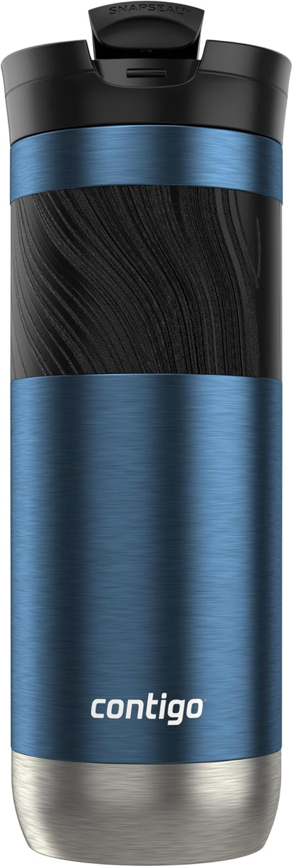 Contigo Byron 2.0 Stainless Steel Travel Mug with Snapseal Lid and Grip 20oz, Blueberry, Great for hot and cold beverages