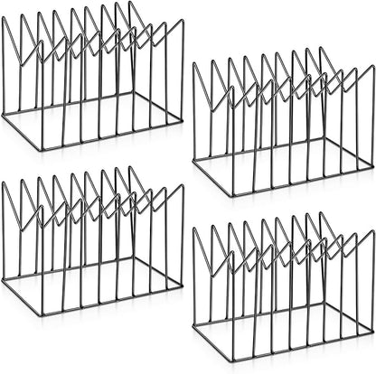 4 Sets File Folder Holder, Wire Desk File Organizer/Rack/Stand, Anti-Scratch/Rusty Iron File Holder for Desk/Clipboard Holder for Office, Home, School(Black, 8 Sections)