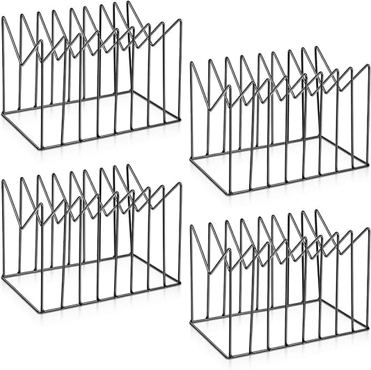4 Sets File Folder Holder, Wire Desk File Organizer/Rack/Stand, Anti-Scratch/Rusty Iron File Holder for Desk/Clipboard Holder for Office, Home, School(Black, 8 Sections)