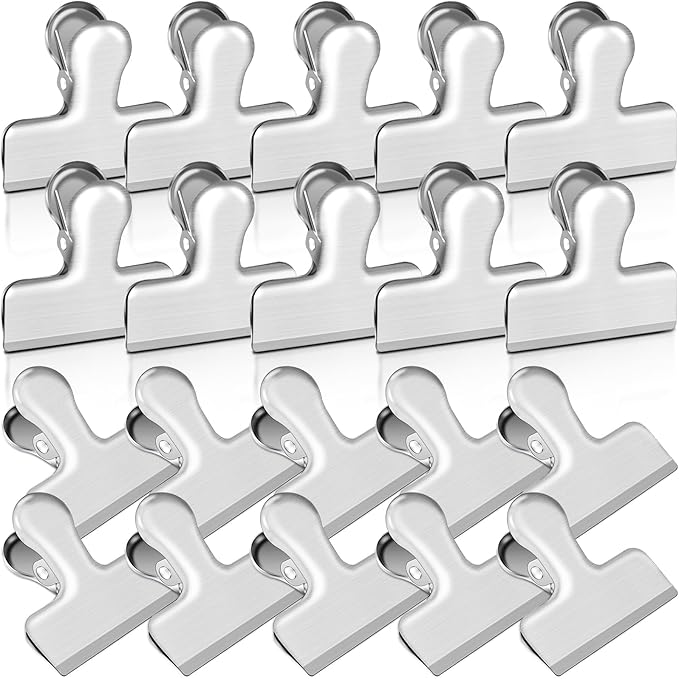 Bag Clips, 20 Pack Stainless Steel Chip Clips for Food, 1.6''(40mm) Small Food Clip Heavy Duty Snack Clamp Clip for Office Kitchen Home, Silver
