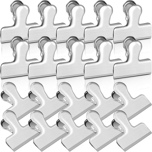 Bag Clips, 20 Pack Stainless Steel Chip Clips for Food, 1.6''(40mm) Small Food Clip Heavy Duty Snack Clamp Clip for Office Kitchen Home, Silver