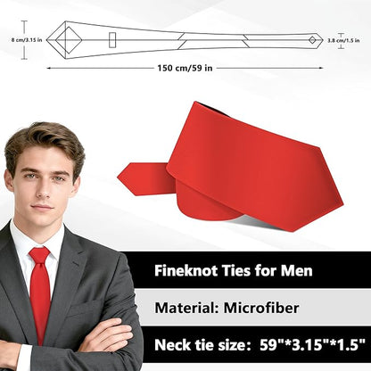 Fineknot Black Ties for Men, Formal Neckties for Men, Solid Color Mens Ties for Business, Wedding, Party, Mens Neck Tie