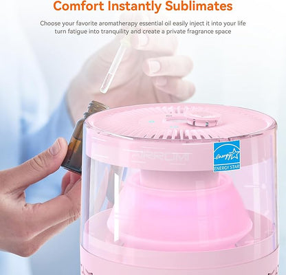 AIRROMI Air Purifiers for Bedroom Home,Up to 658 Ft²,Activated Carbon Filter Cleaner,With Fragrance Sponge for Better Sleep,Night Light,Pet Dander,Allergies,Smoke,Odor,Desktop Air Cleaner A2002 Pink