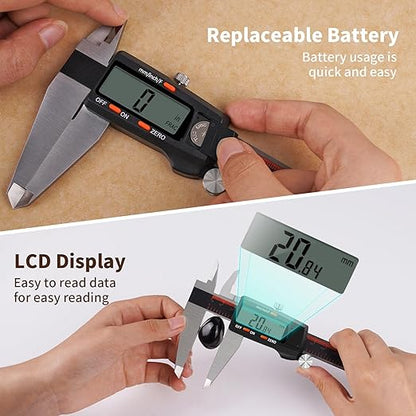 Digital Caliper 12 Inch,HARDELL Caliper Measuring Tool with Large LCD Screen,Electronic Digital Vernier Caliper Auto-Off Feature,Inch/MM/Fraction,Digital Ruler for 3D Printing/Jewelers/Woodworkers