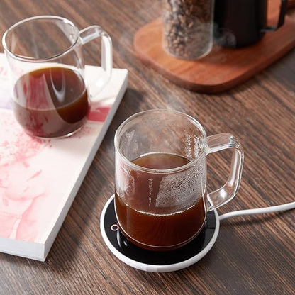 Glass Coffee Mugs, 16 oz Glass Coffee Cups Set of 4, Clear Borosilicate Glass Mugs with Handles for Cappuccino, Tea, Latte, Hot/Cold Beverages, Wine, Americano