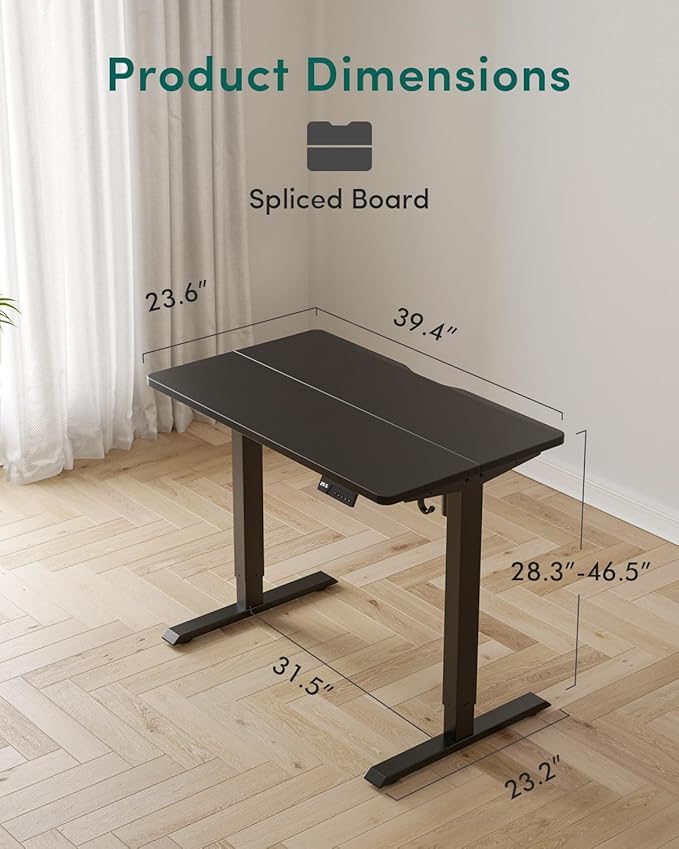 FEZIBO Electric Standing Desk Adjustable Height, 40 x 24 Inch Sit and Stand Desk, Home Office Desk, Ergonomic Workstation Computer Desk, Black