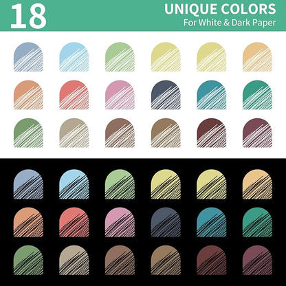 Gel Pens For Coloring, 18 Pack Colored Pens for Black Paper & White Paper, 0.6MM Fine Point Pens for Coloring, Writing, Drawing, Journaling, Note Taking, School, Office, Home